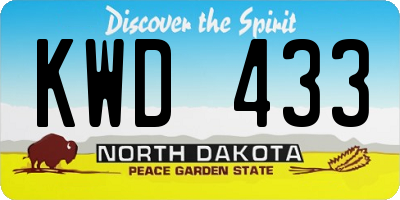 ND license plate KWD433
