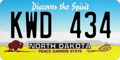 ND license plate KWD434