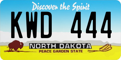 ND license plate KWD444