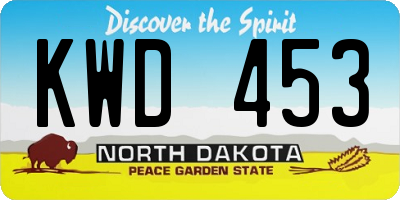 ND license plate KWD453