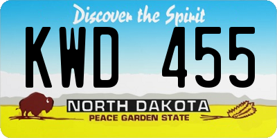 ND license plate KWD455