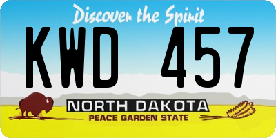 ND license plate KWD457