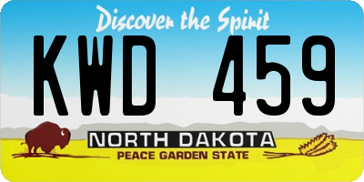 ND license plate KWD459