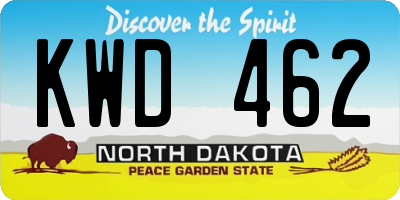 ND license plate KWD462