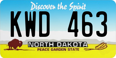 ND license plate KWD463
