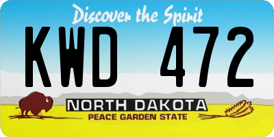 ND license plate KWD472