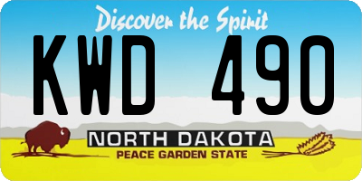 ND license plate KWD490