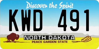 ND license plate KWD491