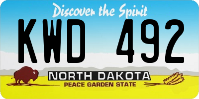 ND license plate KWD492