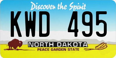 ND license plate KWD495