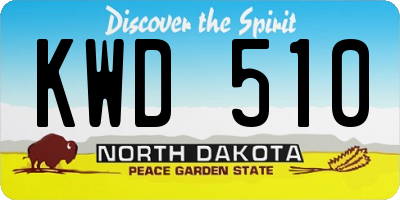 ND license plate KWD510