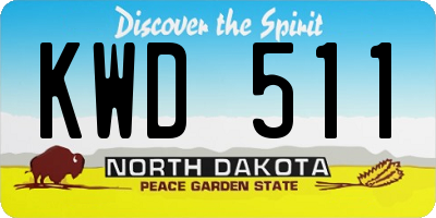 ND license plate KWD511