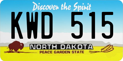 ND license plate KWD515