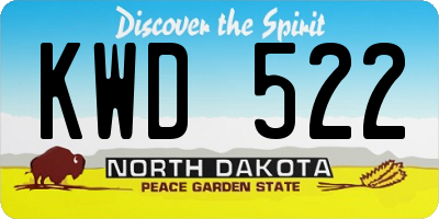 ND license plate KWD522