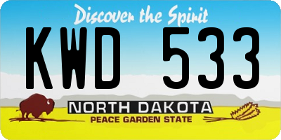 ND license plate KWD533