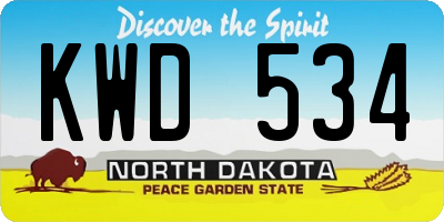 ND license plate KWD534