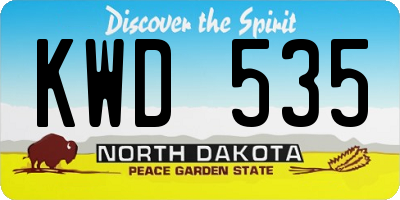 ND license plate KWD535