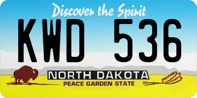 ND license plate KWD536