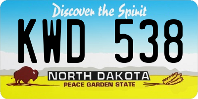 ND license plate KWD538