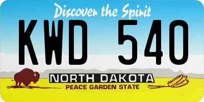 ND license plate KWD540