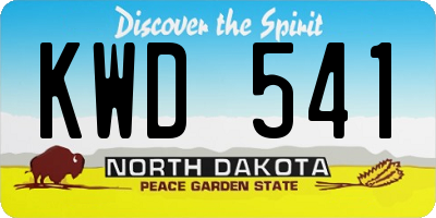 ND license plate KWD541