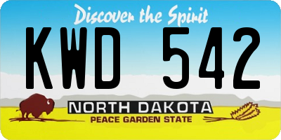 ND license plate KWD542