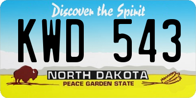 ND license plate KWD543