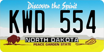 ND license plate KWD554