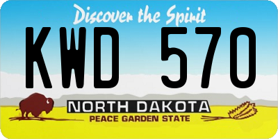 ND license plate KWD570