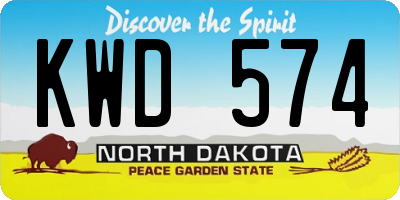 ND license plate KWD574