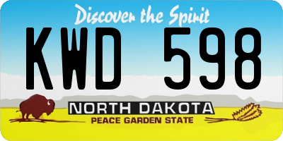 ND license plate KWD598