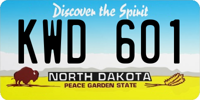 ND license plate KWD601