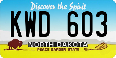 ND license plate KWD603