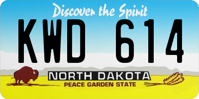 ND license plate KWD614