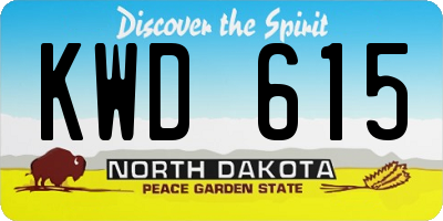 ND license plate KWD615