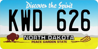 ND license plate KWD626