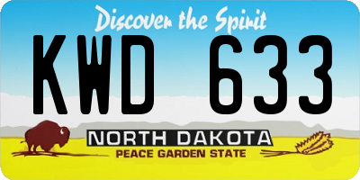 ND license plate KWD633