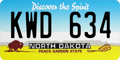 ND license plate KWD634