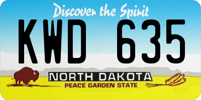 ND license plate KWD635