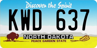 ND license plate KWD637