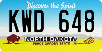 ND license plate KWD648