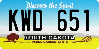 ND license plate KWD651