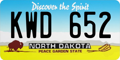 ND license plate KWD652