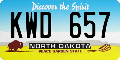 ND license plate KWD657