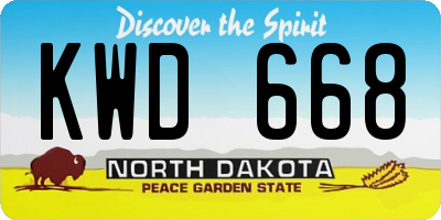 ND license plate KWD668