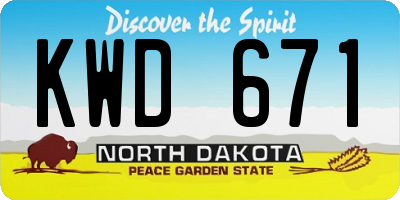 ND license plate KWD671