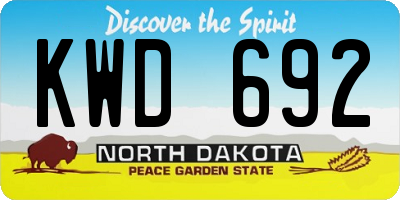 ND license plate KWD692