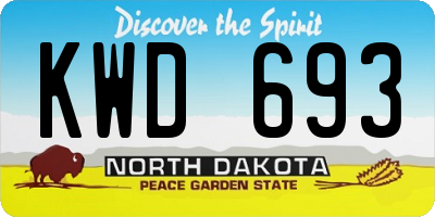 ND license plate KWD693
