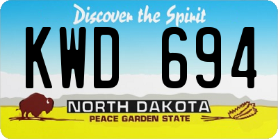 ND license plate KWD694