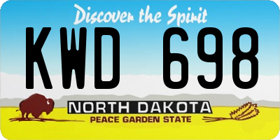 ND license plate KWD698